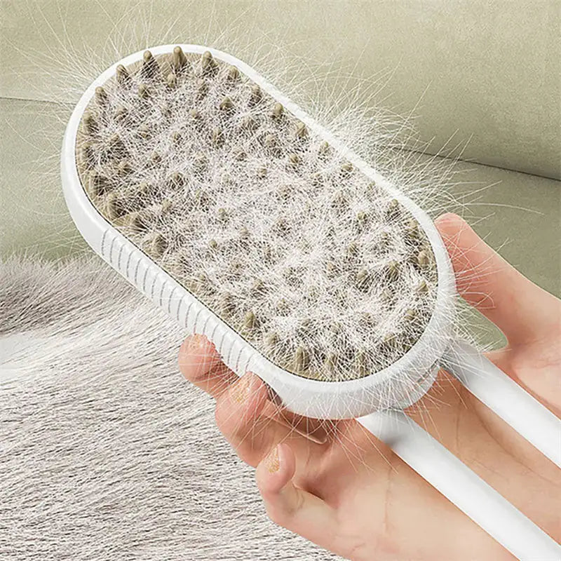 Electric Steam Brush for Cats & Dogs – 3-in-1 Grooming Solution