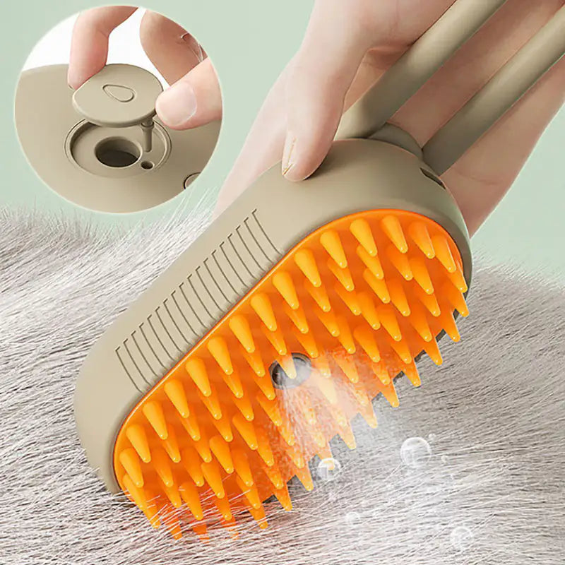 Electric Steam Brush for Cats & Dogs – 3-in-1 Grooming Solution