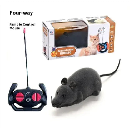 Interactive 4-Way Remote Control Flocking Mouse Toy for Pets