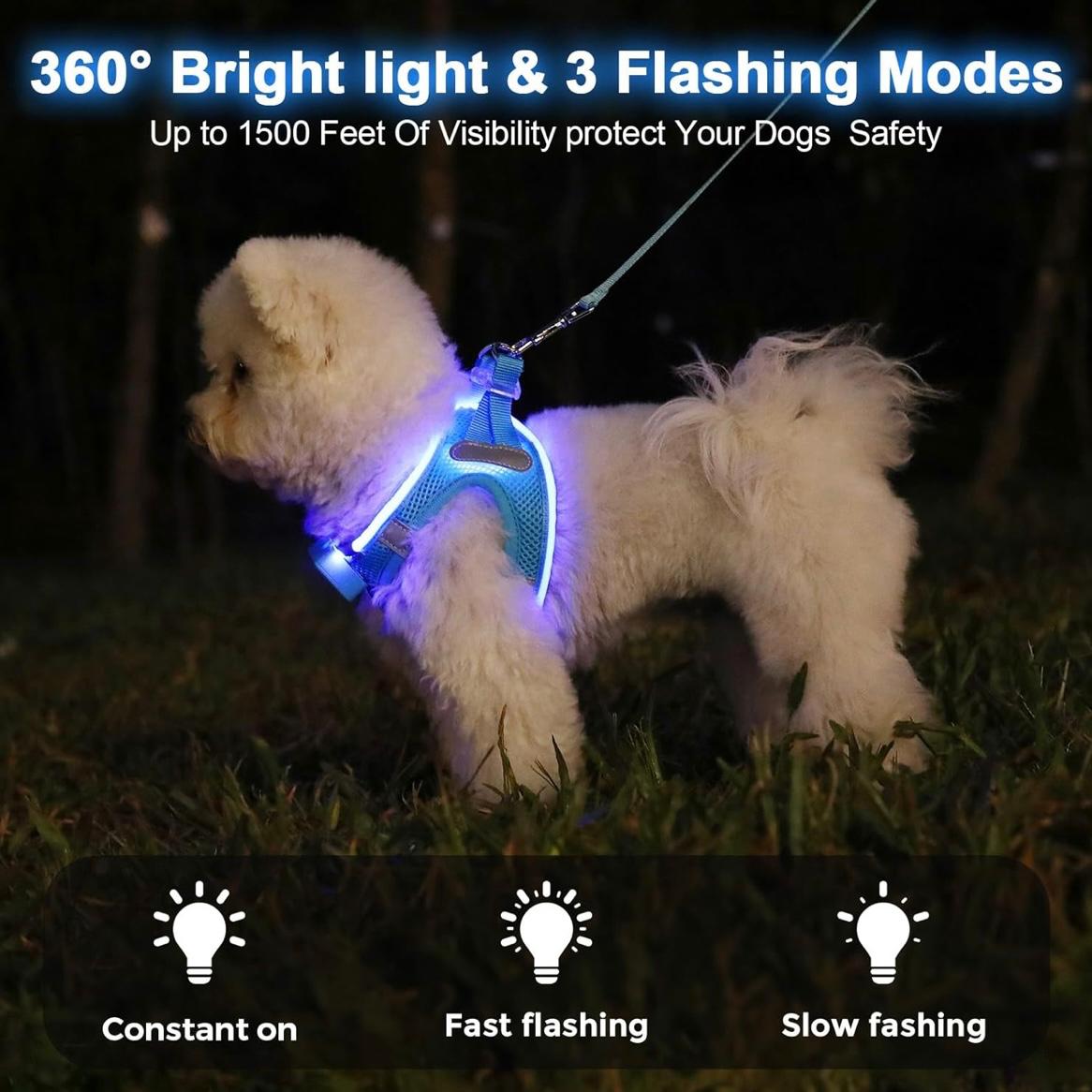 Light Up Dog HarnessLED Dog Harness Rechargeable Lighted Dog Vest Harness